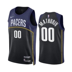 Dres Indiana Pacers Bennedict Mathurin 00 Black Nike 2022-23 City Edition Navy Swingman